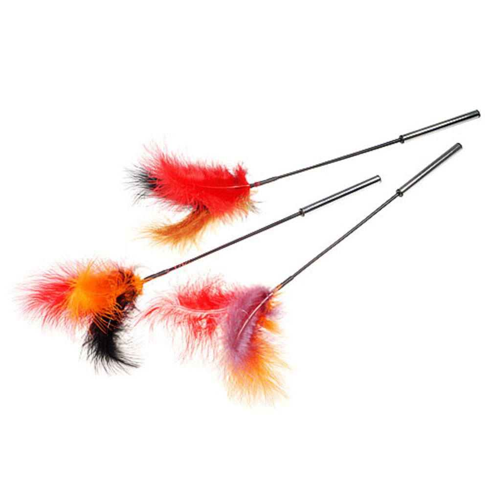 Стек-тиклер из пушистых перьев (Цвет: черный с разноцветным)