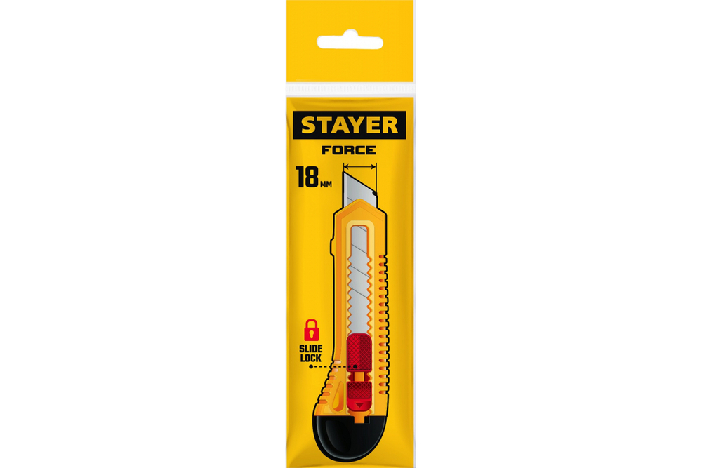 Упрочненный нож STAYER Force из АБС пластика, сегментированные лезвия 18 мм 0911_z01