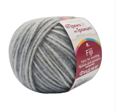 Пряжа "Фиджи", 20% мериносовая шерсть, 60% хлопок, 20% акрил, 50 г - 95 м, стальной