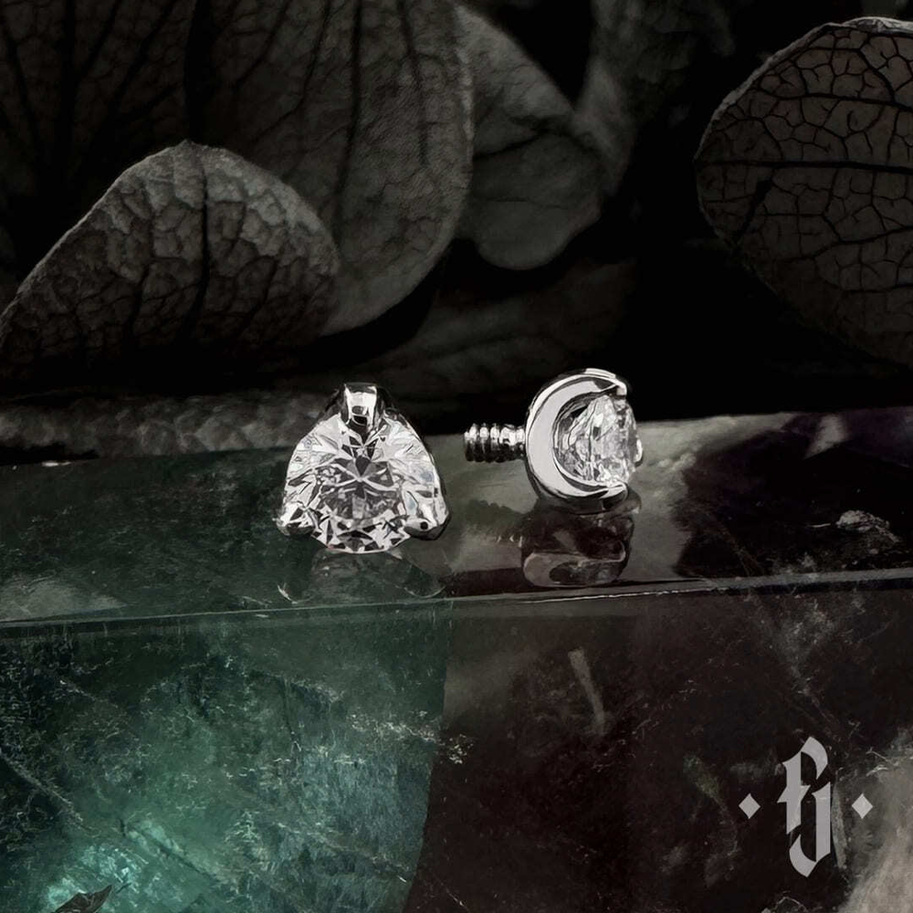 Накрутка "Three Prongs" - Белое золото - White CZ