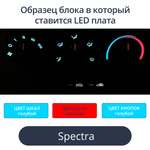 Светодиодная плата для подсветки блока управления печкой Spectra (голубые шкалы, красные ручки, голубые кнопки)