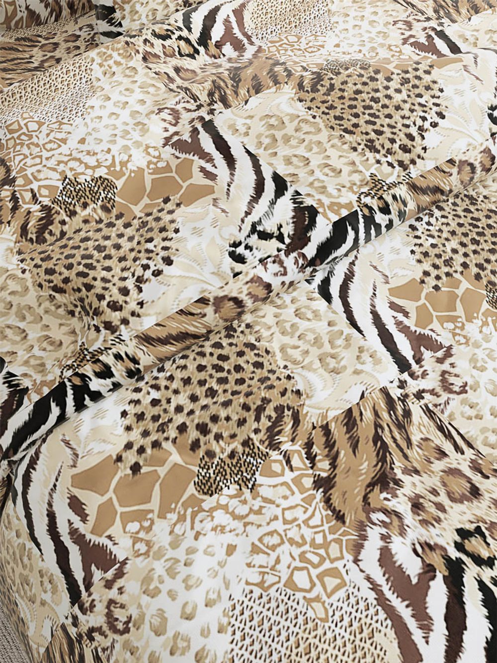 Постельное белье Сказка "Сафари" 2-спальный Наволочка 50х70 см 2 шт Простынь на резинке 160х200 см Пододеяльник 175х215 см, перкаль