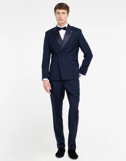 Мужской смокинг в полоску (синий) Б76