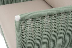 "Фиджи" кресло плетеное из роупа, каркас алюминий светло-серый (RAL7035) муар, роуп зеленый (4204) круглый tex, ткань Mossle бежевая