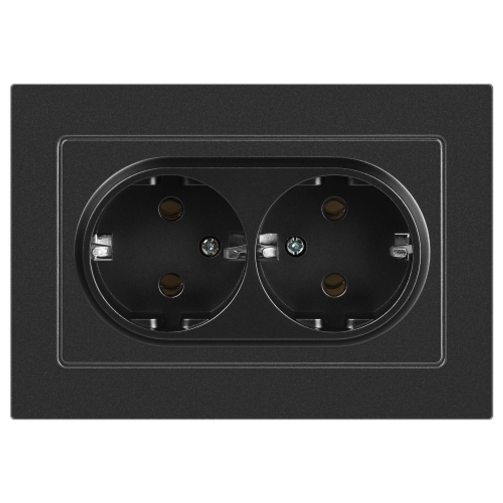 Розетка Intro Accent 6-205-07 двойная с заземлением 2X2P+E Schuko 16А-250В IP20 СУ AL/CU графит | Intro