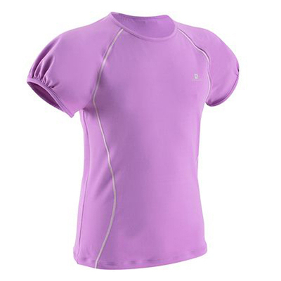 Футболка однотонная с рукавами-фонариками и контрастной полосой