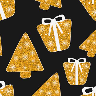 Рождественские элементы с золотыми блестками