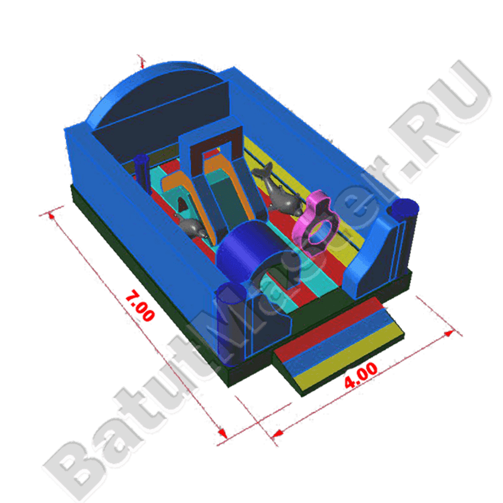 Коммерческий надувной батут "Морские обитатели"