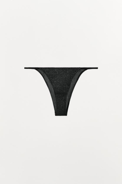 ZARA ТРУСЫ-ТАНГА С МЕТАЛЛИЗИРОВАННОЙ НИТЬЮ, ЧЕРНЫЙ
