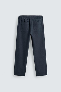 ZARA БРЮКИ RELAXED FIT В ЕЛОЧКУ, МОРСКОЙ СИНИЙ