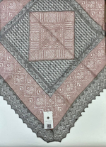 Оренбургский пуховый платок-паутинка АИ100-03/06 магнолия/серый