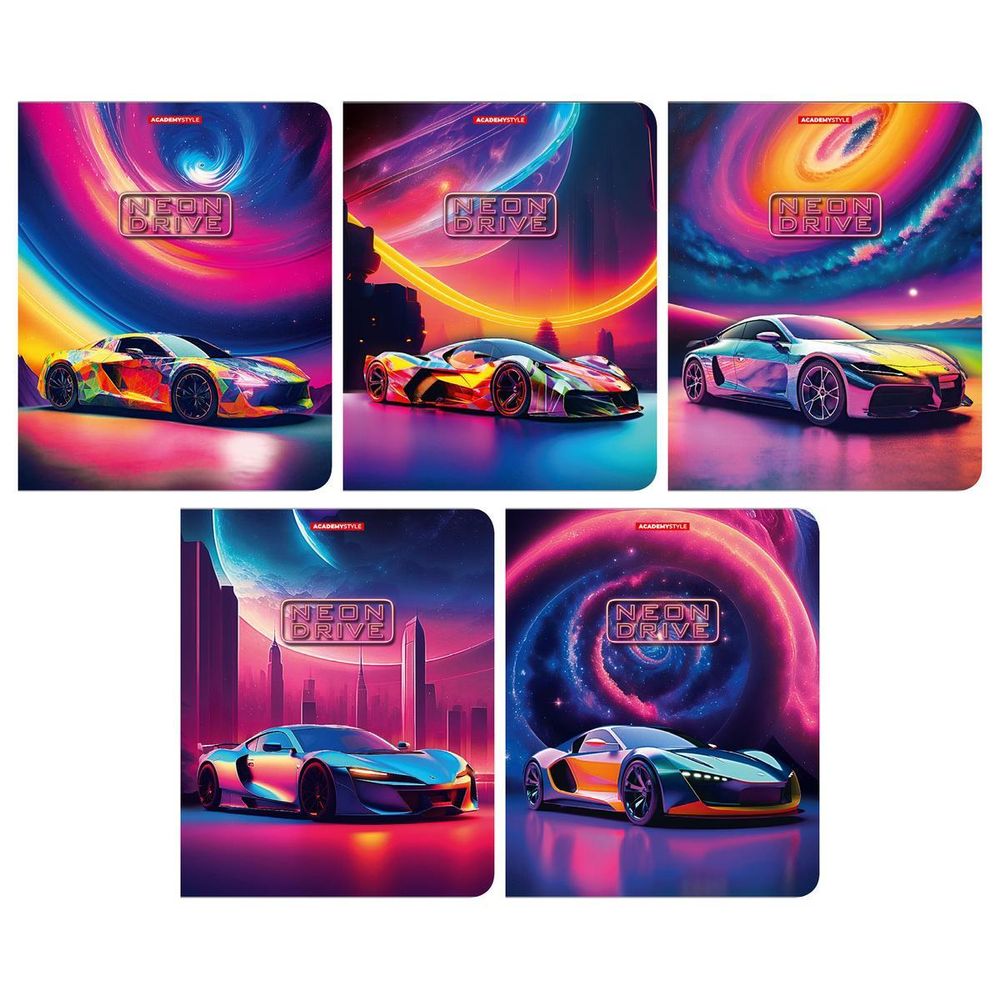 Тетрадь А5 48л клетка &quot;Neon Drive&quot; (Академия Групп)