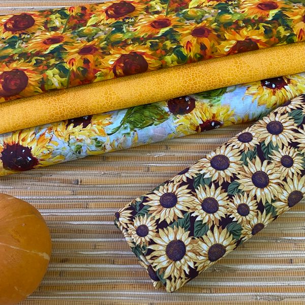 ПОДСОЛНУХИ,  отрез 60 см хлопок Handmade Fabrics 3