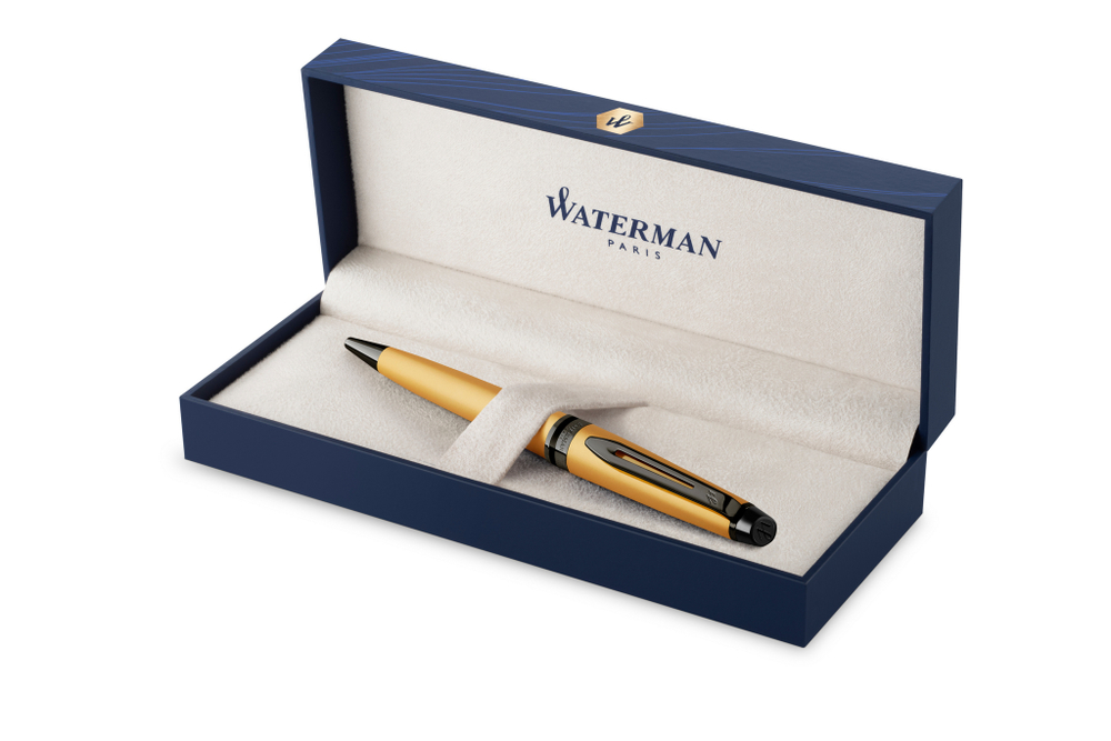 Шариковая ручка Waterman Expert Gold, цвет чернил Mblue,  в подарочной упаковке