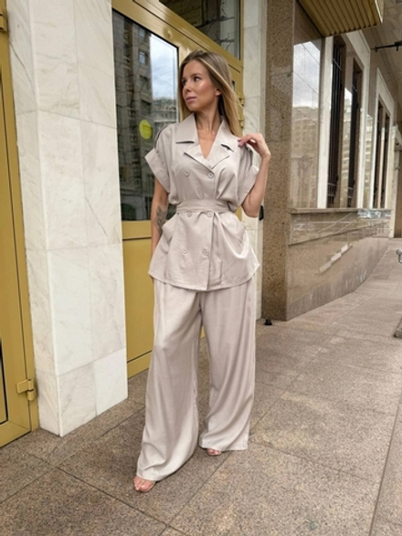 Костюм двойка сафари Слоновая кость