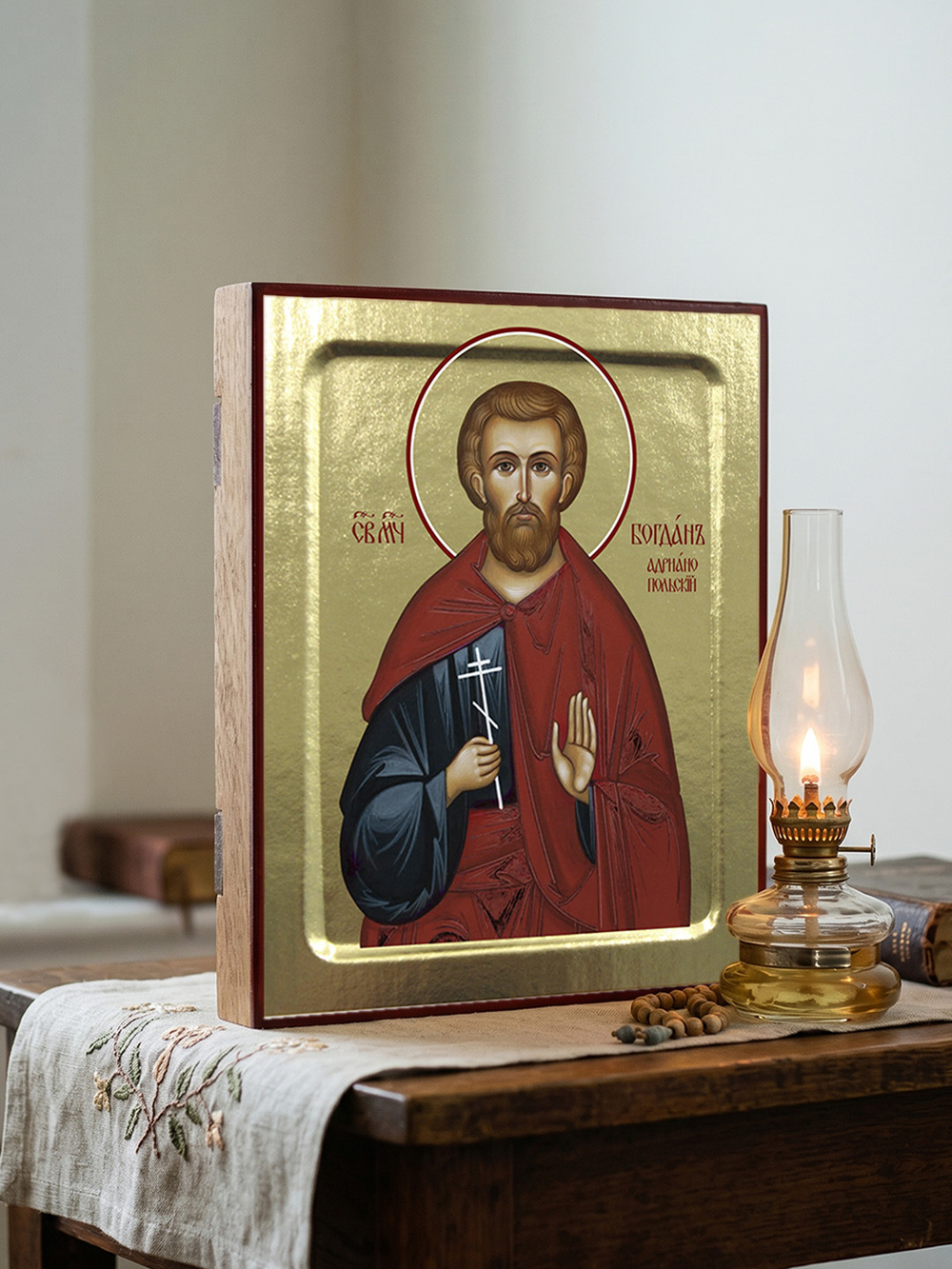 Икона Богдан (Феодот) Адрианопольский, мученика на дереве: 125 х 160 (Синопсисъ)