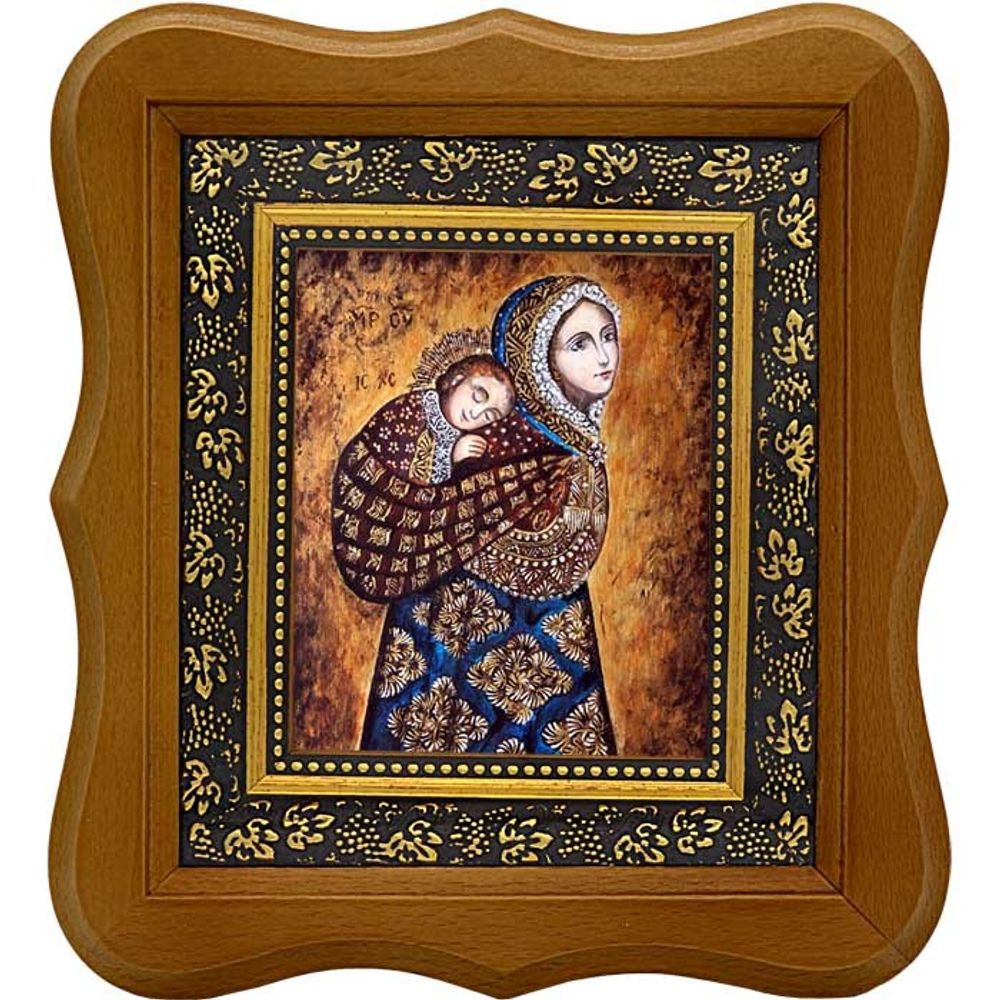 Колыбельная (Несущая в платке) икона Божьей Матери на холсте.