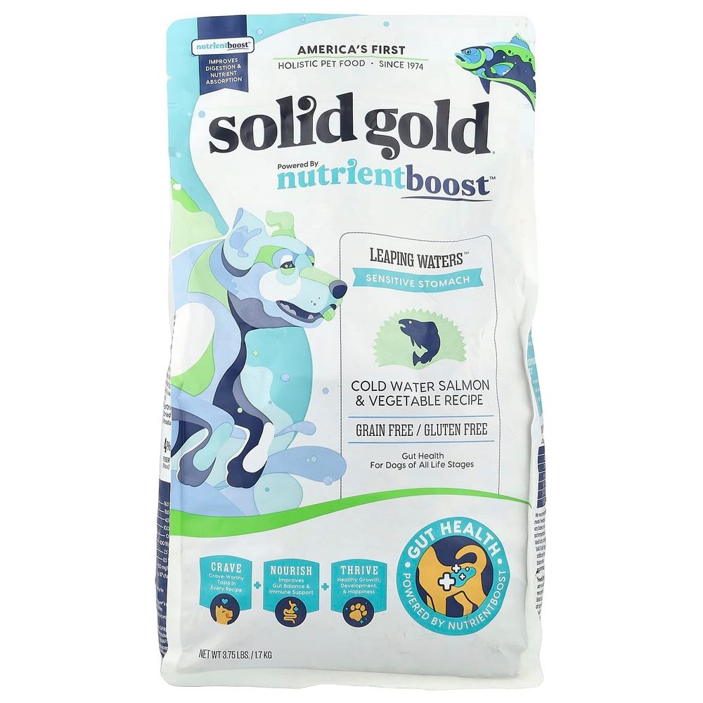 Solid Gold, Leaping Waters ™, для собак, для всех возрастов, рецепт с лососем и овощами в холодной воде, 1,7 кг (3,75 фунта)