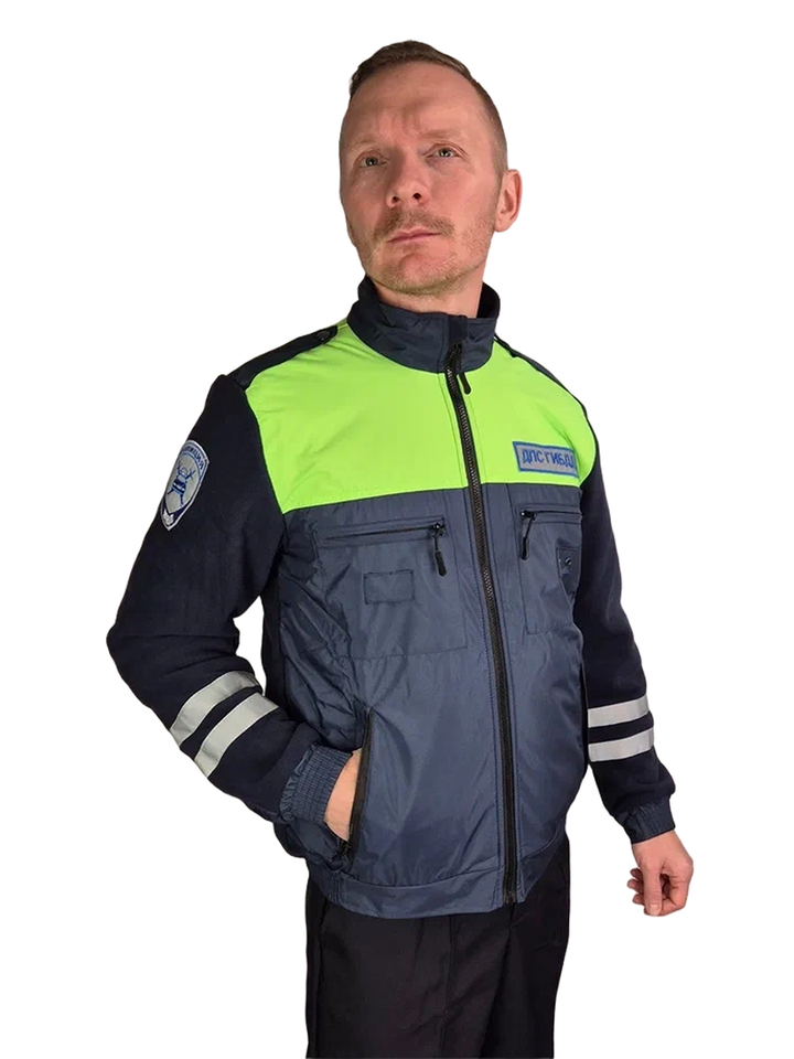 Кофта ДПС флисовая нового образца с шевронами (с лимонными вставками) (А)