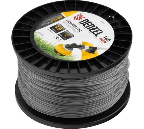 Леска для триммера двухкомпонентная звезда, 3.0мм*166м, на DIN катушке EXTRA CORD//Denzel