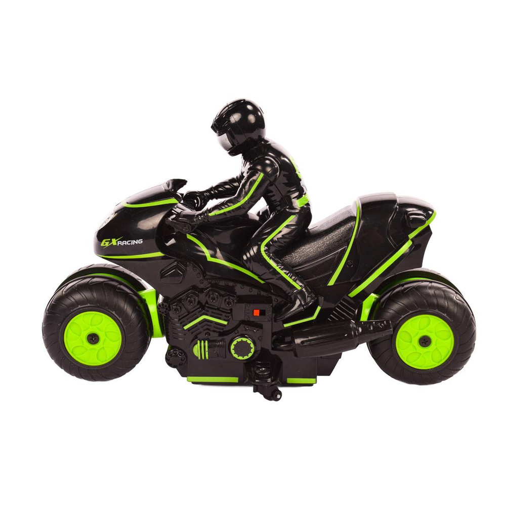 Мотоцикл РУ аккум, разв. колес, движ. бокомчерно-зел. 870602