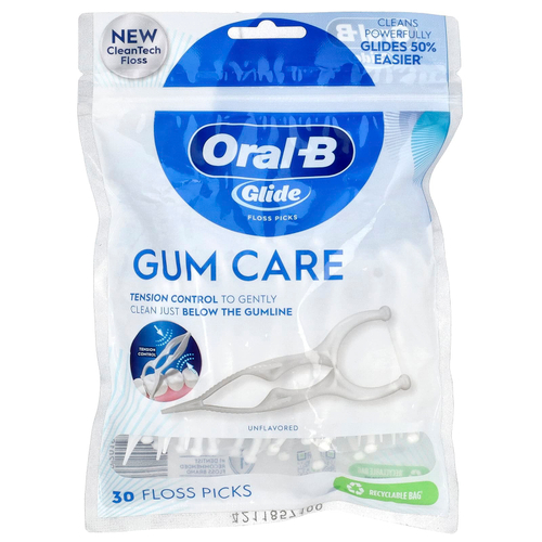 Oral-B, Glide, уход за деснами, наборы для чистки зубов, без добавок, 30 шт.