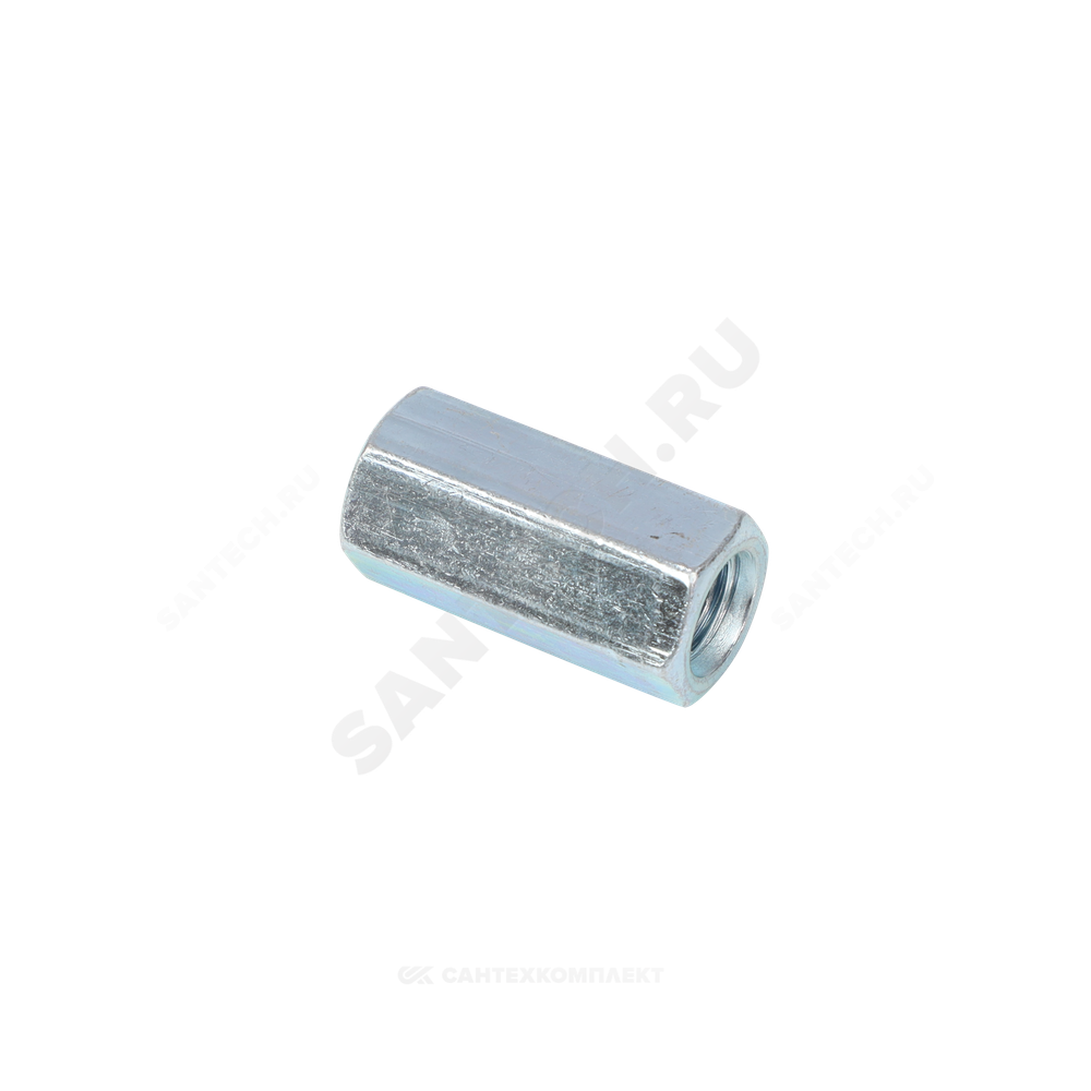 Гайка удлиненная стальная оц М20х60 к.п. 5 шестигранная DIN 6334