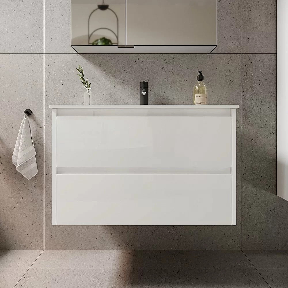 Тумба с раковиной Sancos Libra LB80W белый глянец