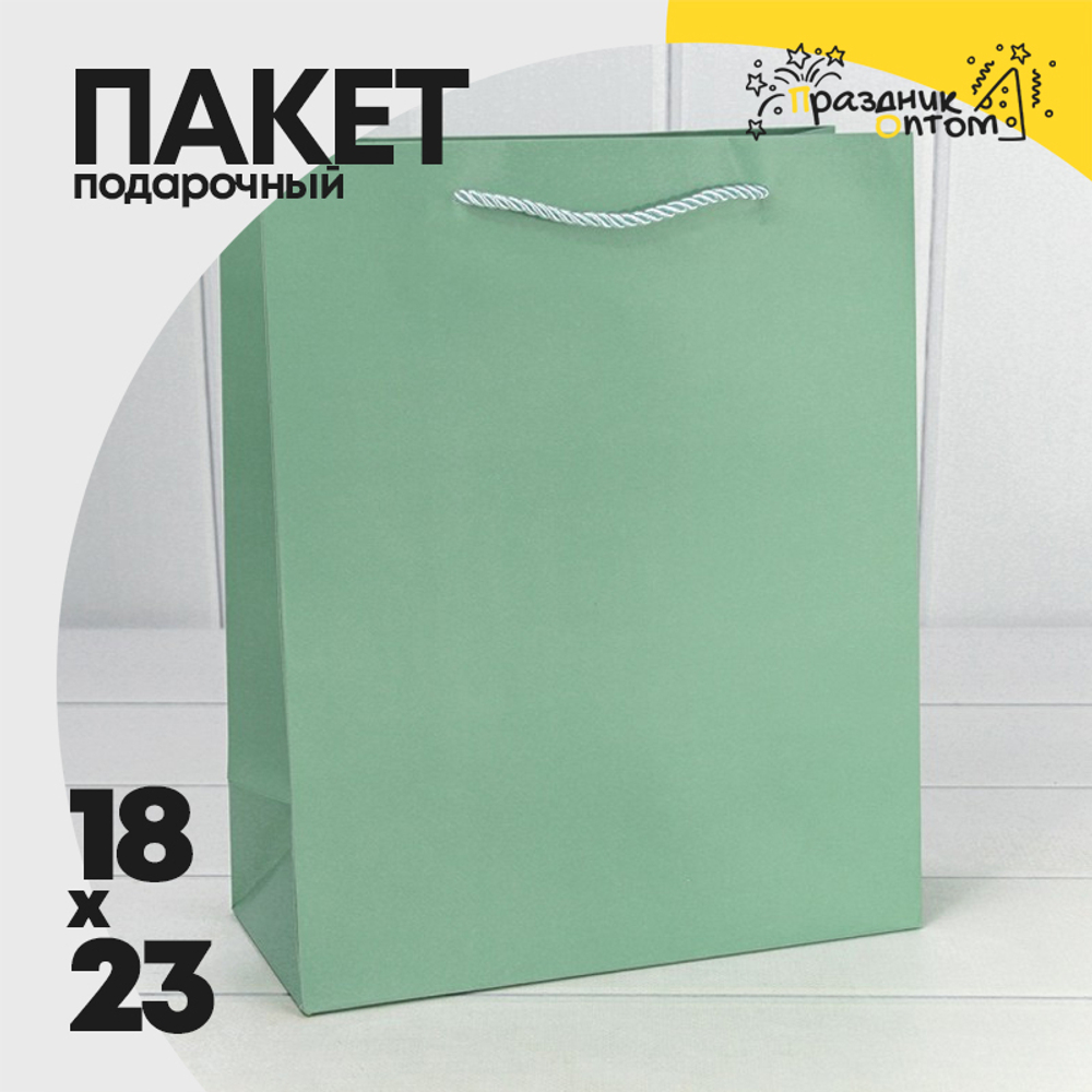 Пакет подарочный 18х23х10см "Фактура" (Зеленый)