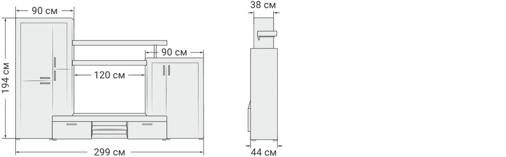 Стенка Монтана крафт табачный, серый графит