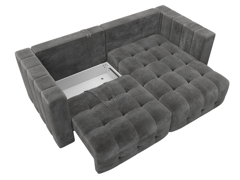 Диван угловой Лига-052 НПБ угол универсальный, TOWER 10 ВЕЛЮР серый