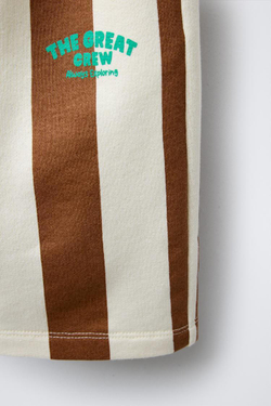 ZARA ШОРТЫ-БЕРМУДЫ В ПОЛОСКУ С НАДПИСЬЮ, ПОЛОСКИ