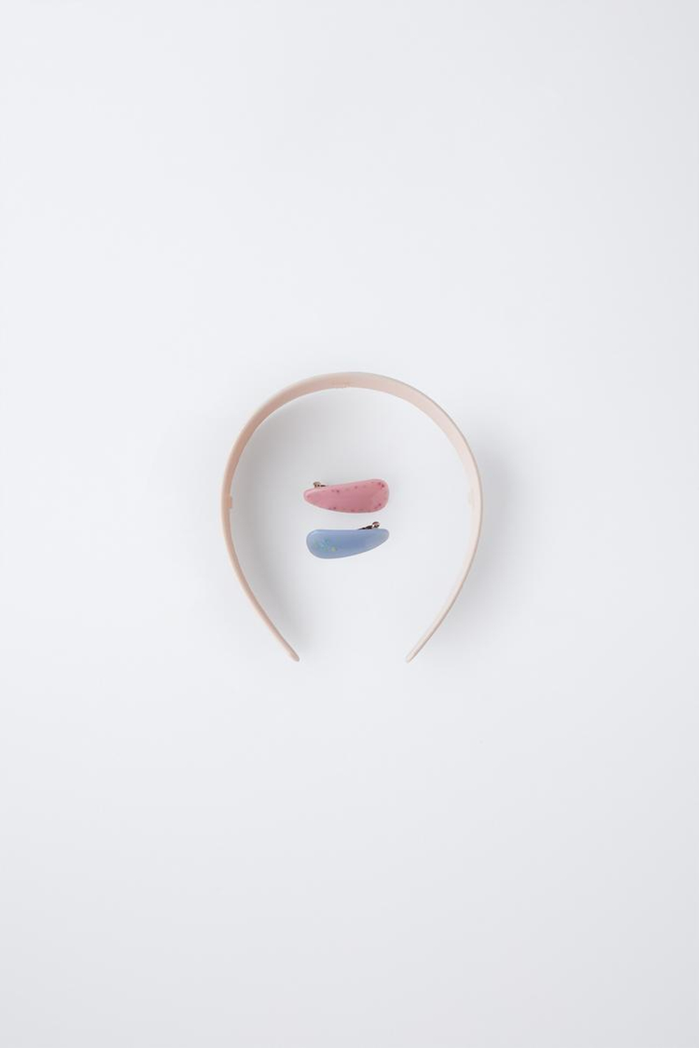 ZARA НАБОР ИЗ ОБОДКА И ЗАКОЛОК ДЛЯ ВОЛОС С ЦВЕТОЧНЫМ ПРИНТОМ, ЭКРЮ