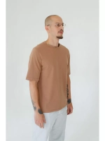 Футболка унисекс бежевая повседневная базовая оверсайз
