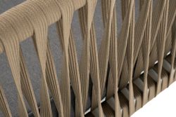 "Касабланка" диван 2-местный плетеный из роупа, каркас алюминий светло-серый (RAL7035) муар, роуп серо-коричневый 23мм, ткань серая 017