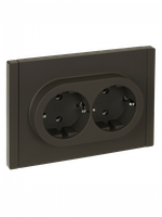 FORTE&PIANO Розетка 2-местная с заземлением с защитными шторками безвинтовое крепление 16А FP323 серый IEK