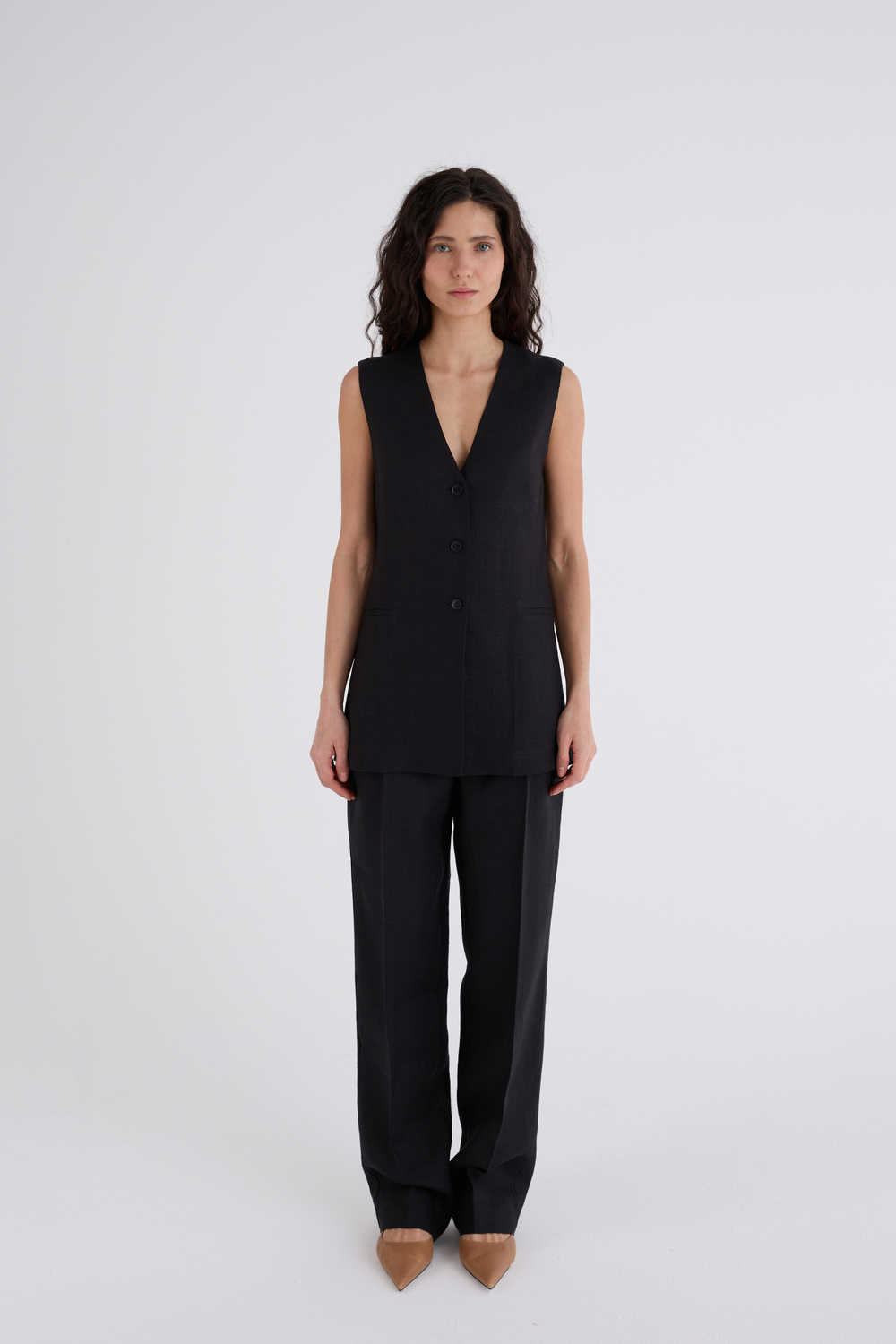 Жилет Анаис удлинённый изо льна 100%