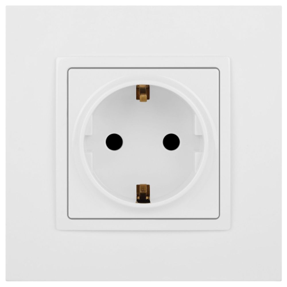 Розетка ЭРА Elegance 14-2102-01 с заземлением 2P+E Schuko со шторками 16A-250В IP20 белый