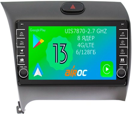 Магнитола для KIA Cerato III 2013-2018 - Airoc AB-2316 (кнопки и крутилки), Android 13, TS20, 6/128Гб, SIM-слот, CarPlay