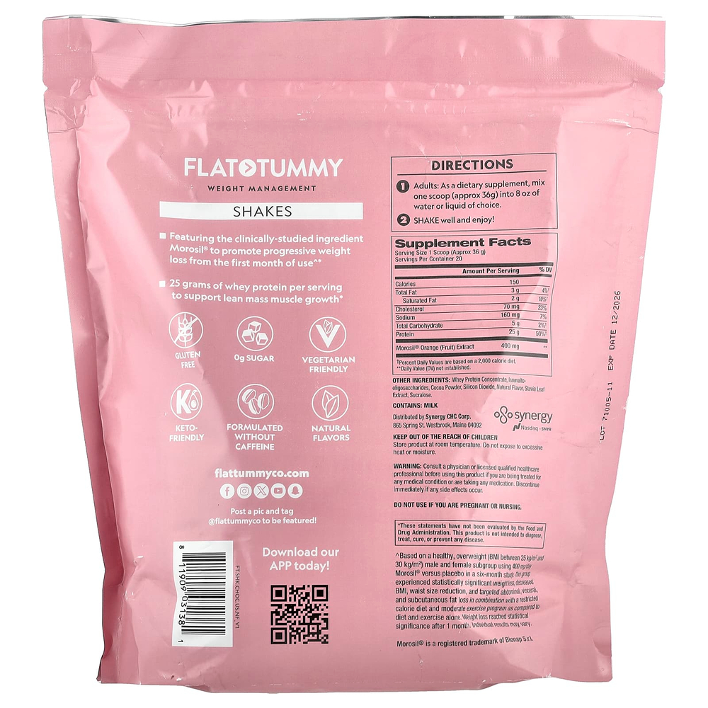 Flat Tummy, коктейли, натуральный шоколад, 720 г (1,6 фунта)