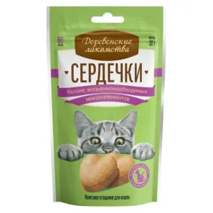 Лакомства Деревенские лакомства Сердечки для взрослых кошек для баланса микроэлементов
