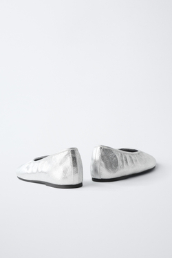 ZARA БАЛЕТКИ, СЕРЕБРИСТЫЙ