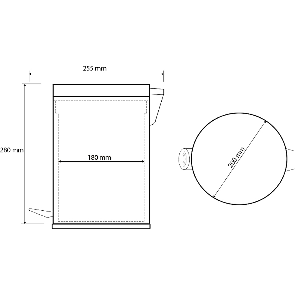 Ведро для мусора Bemeta White 5 л. 104315014 Белое матовое схема