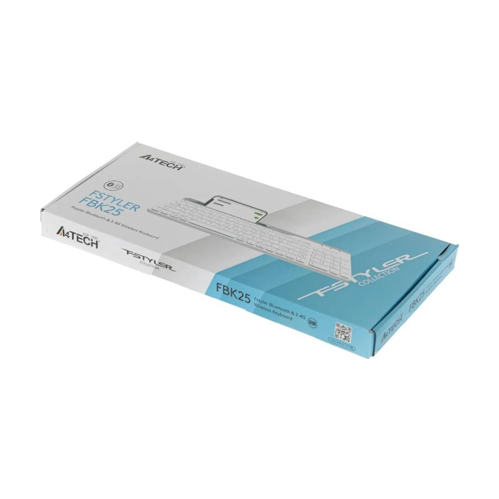 Клавиатура A4Tech Fstyler FBK25, USB, беспроводная, BT/Radio, slim Multimedia, белый-серый