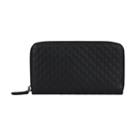 GUCCI BLACK LEATHER ZIP AROUND LONG WALLET