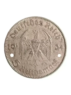 Монета 5 рейхсмарок Германия 1934 год (Кирха не подписная)