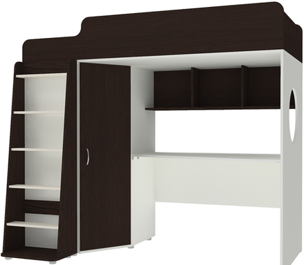 Кровать-чердак КарИВи Л-4.1 80х180 Белый  Венге
