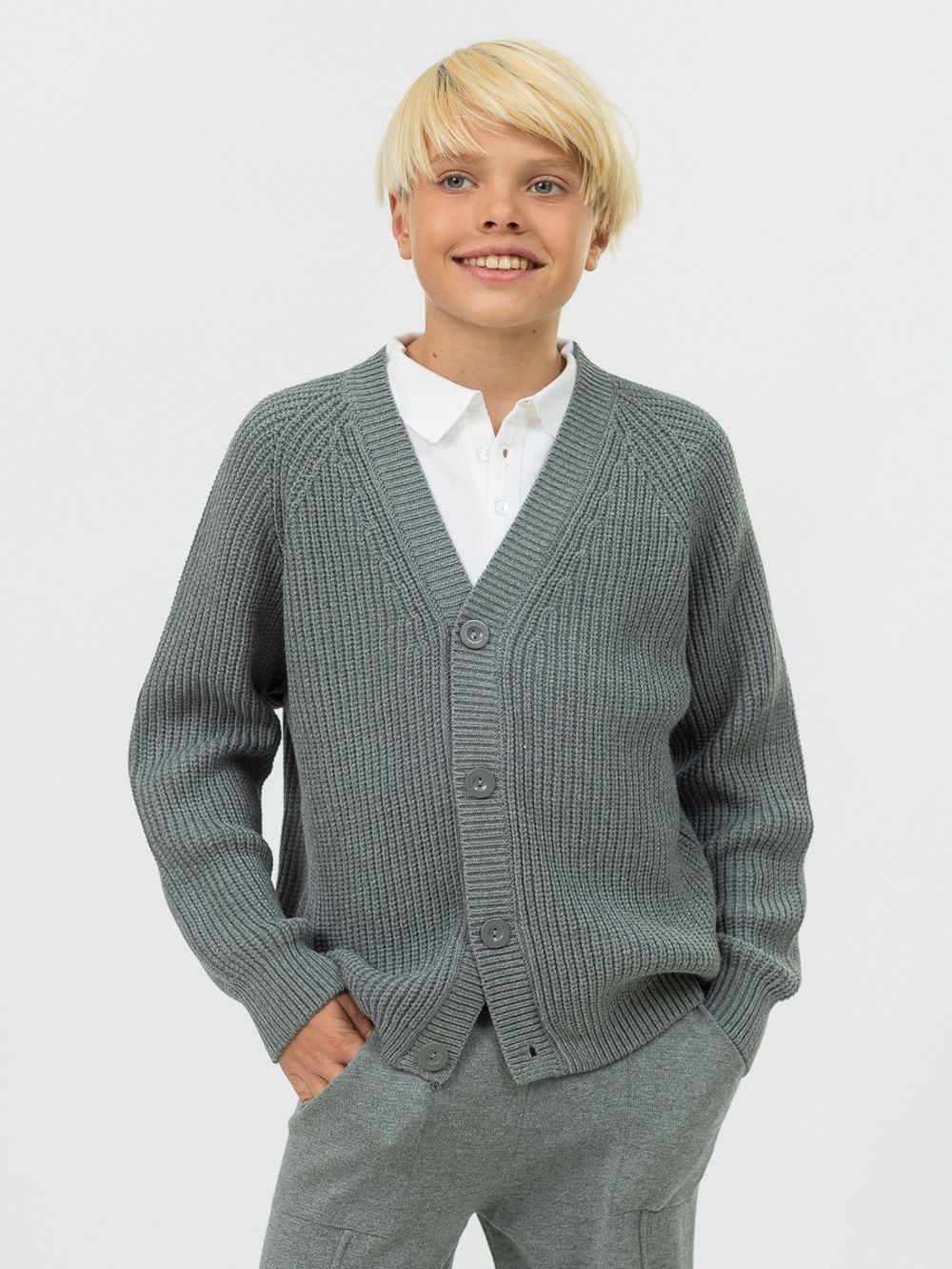 Кардиган для мальчик на пуговицах AT891-M серый
