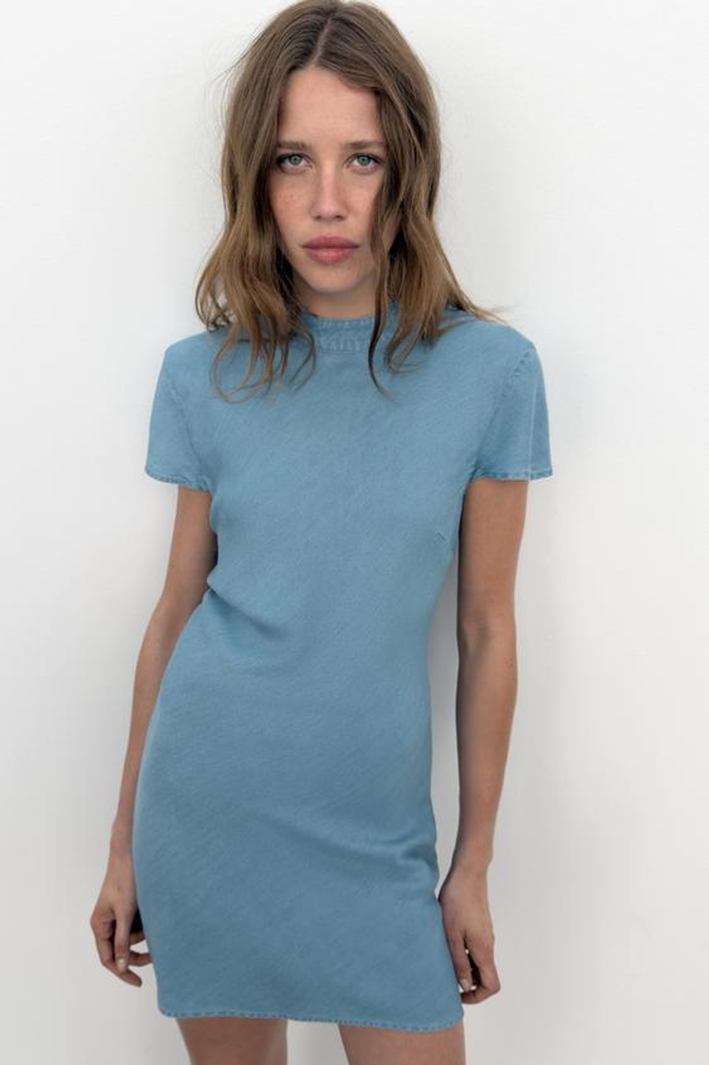 ZARA МИНИ-ПЛАТЬЕ С ОТКРЫТОЙ СПИНОЙ, ГОЛУБОЙ