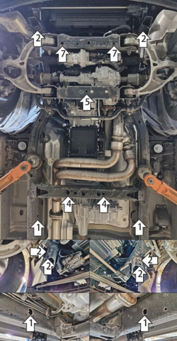 Защита алюминиевая 5 мм для Dodge Ram 1500; V=3,0; 4WD; с 2024 (активный спойлер) Motodor.32913